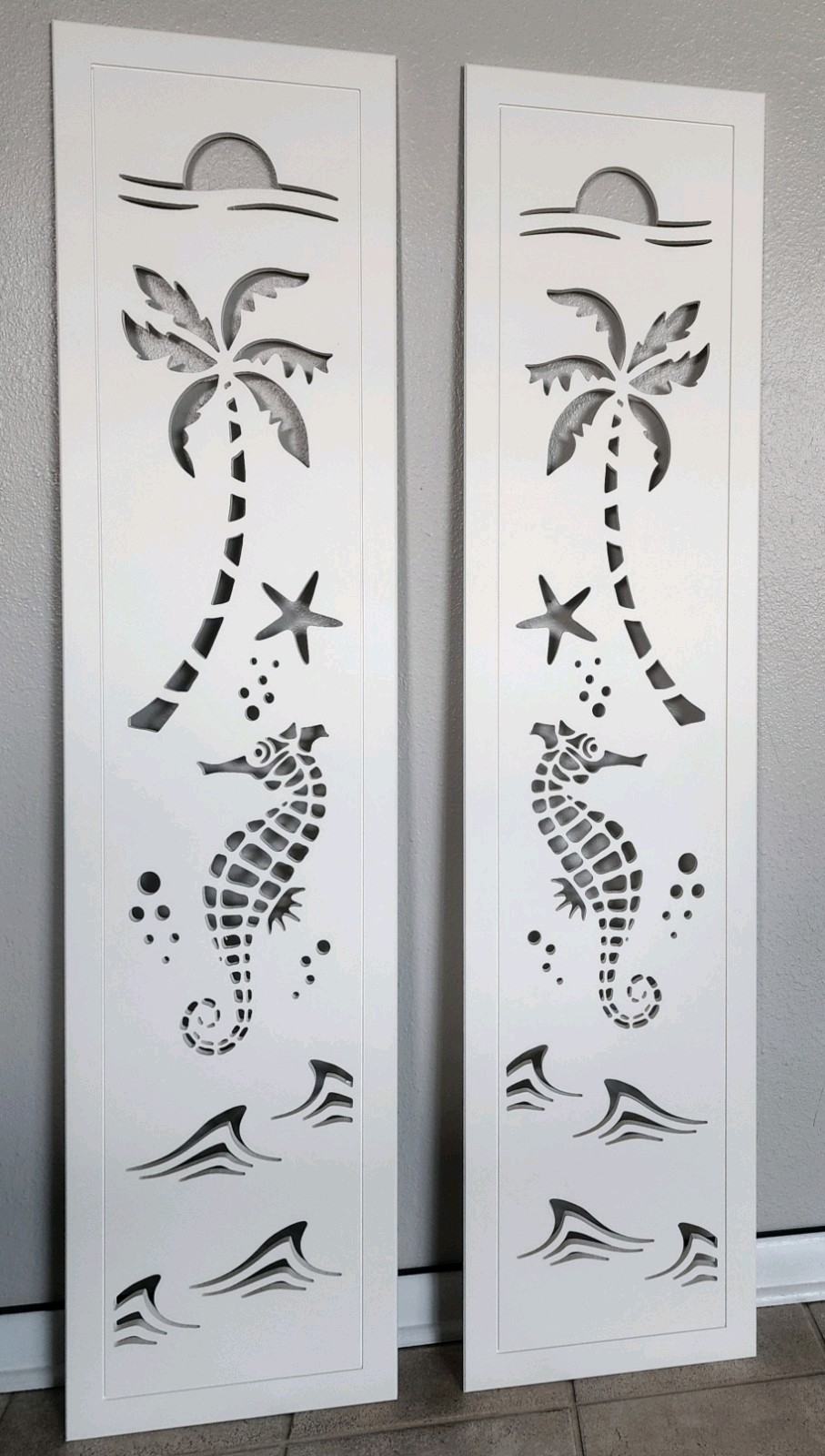 Decorative Window Shutters, Seahorse Design, Sold in Pair of 2 shutters