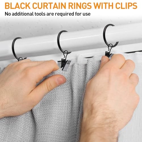 Curtain Rings with Clips, Curtain Hooks for Drapes, Curtain Clips with 26 PCS