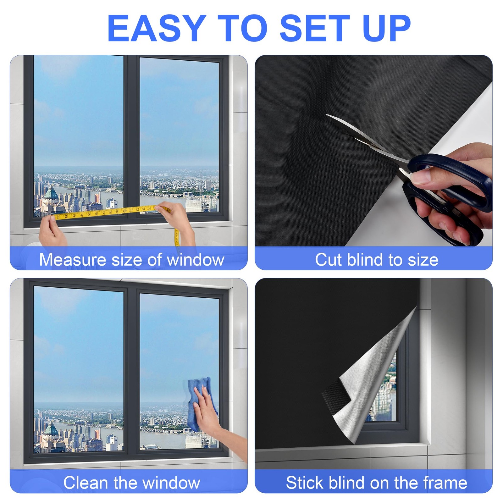 Blackout Window Cover, Upgraded Hook and Loop – Portable Shades No Residue an…