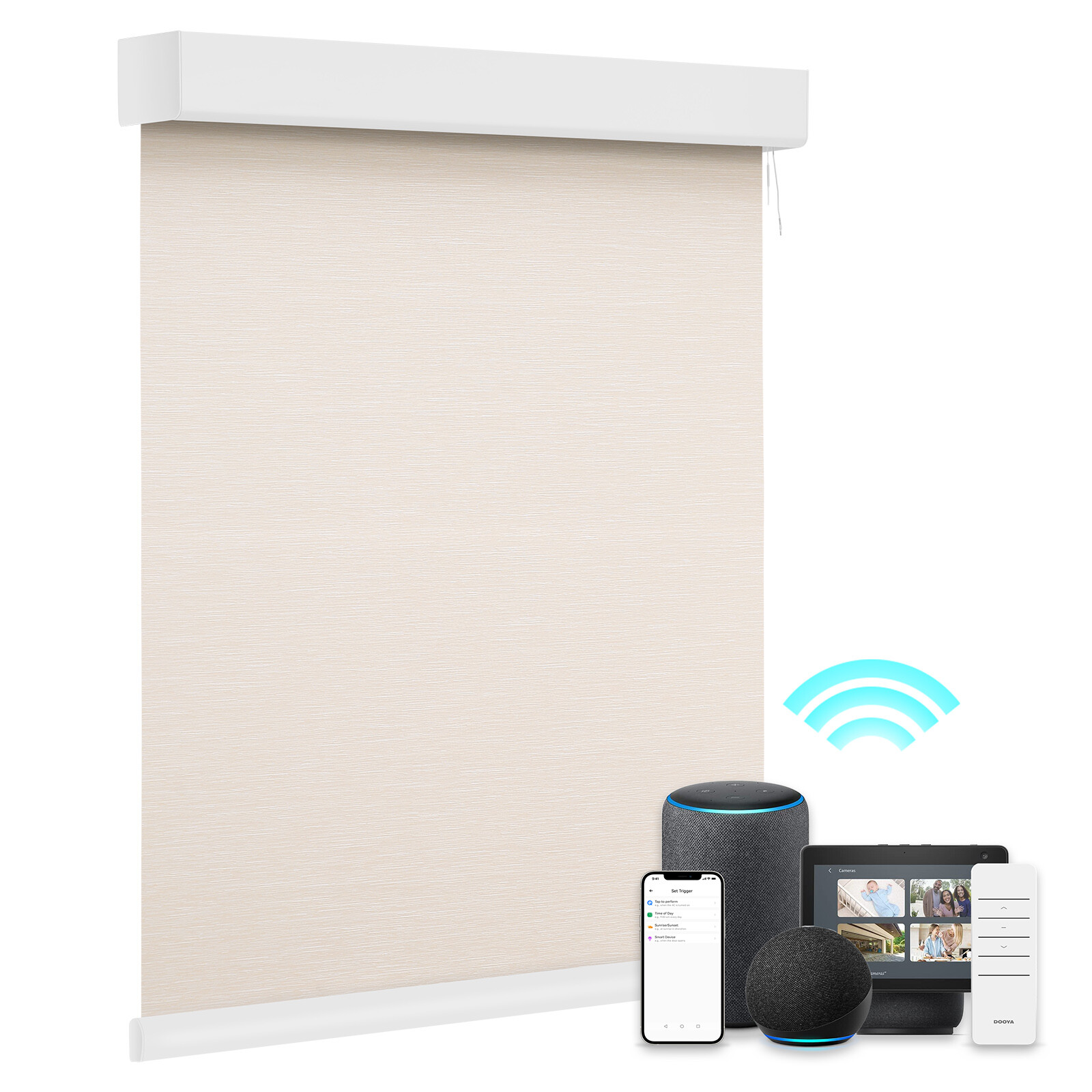 Changshade Custom Cut Smart Blackout Roller Blinds Work with Alexa Phone Control