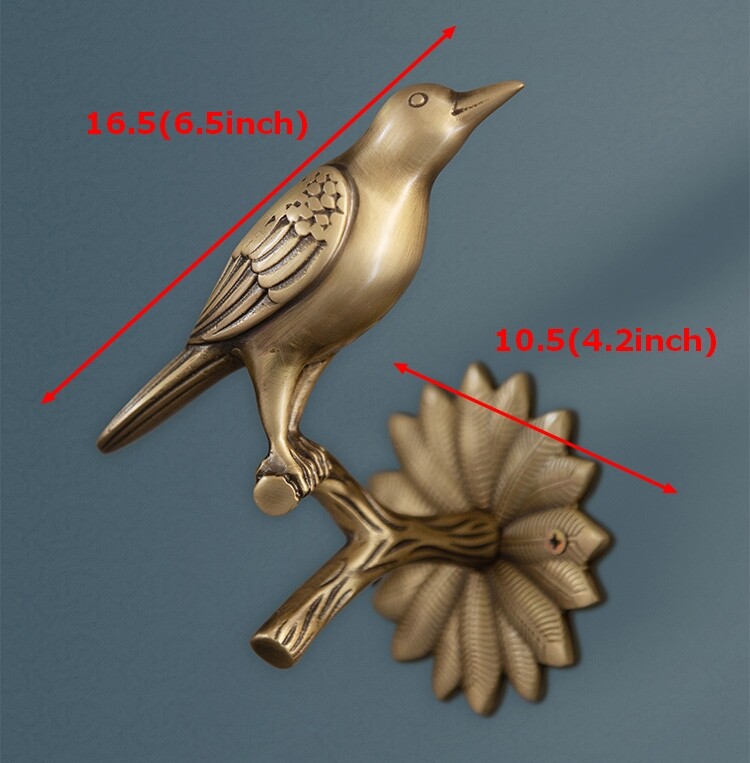 Pair Tie Back Hanger Holder Screw Mount Brass Bird Curtain Hooks Tassel Wall