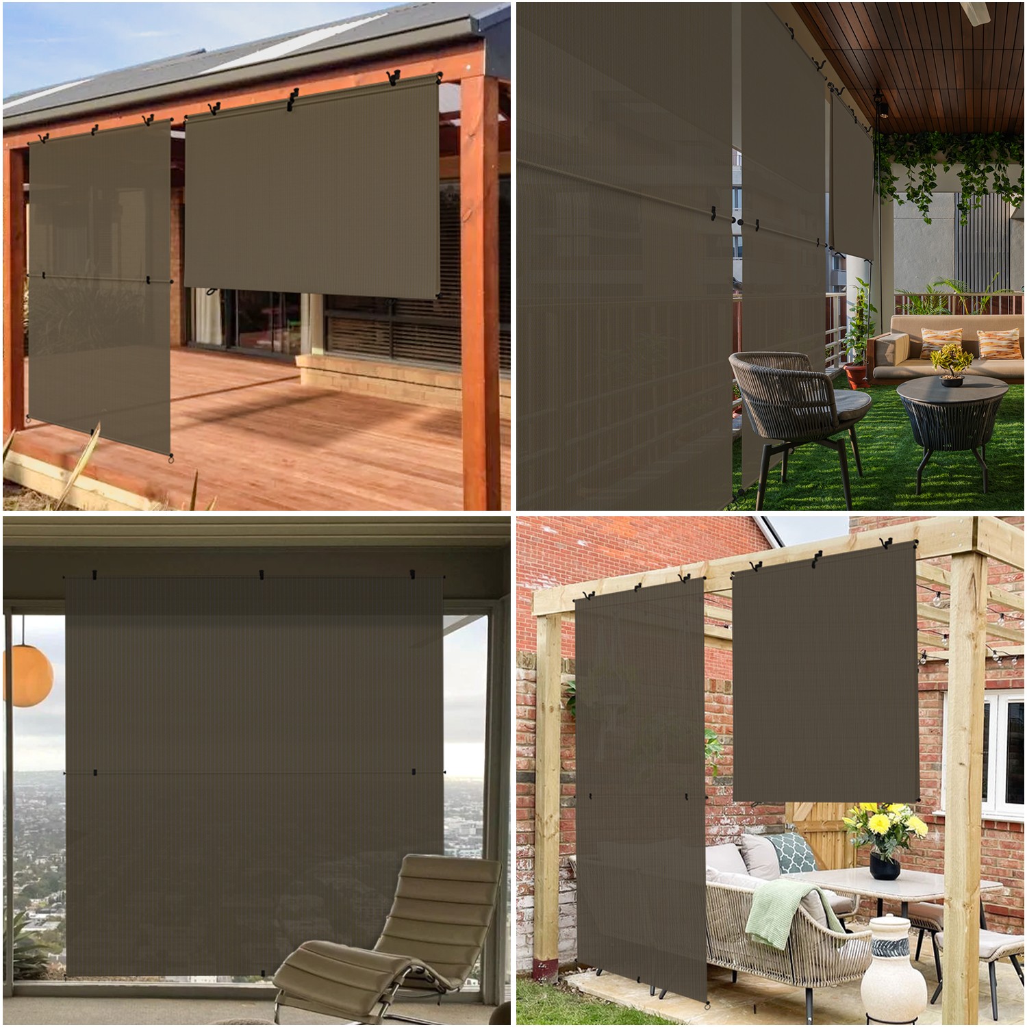 Foldable Shade UV Blind Screen Safety Patio Outdoor Deck Gazebo Porch Brown