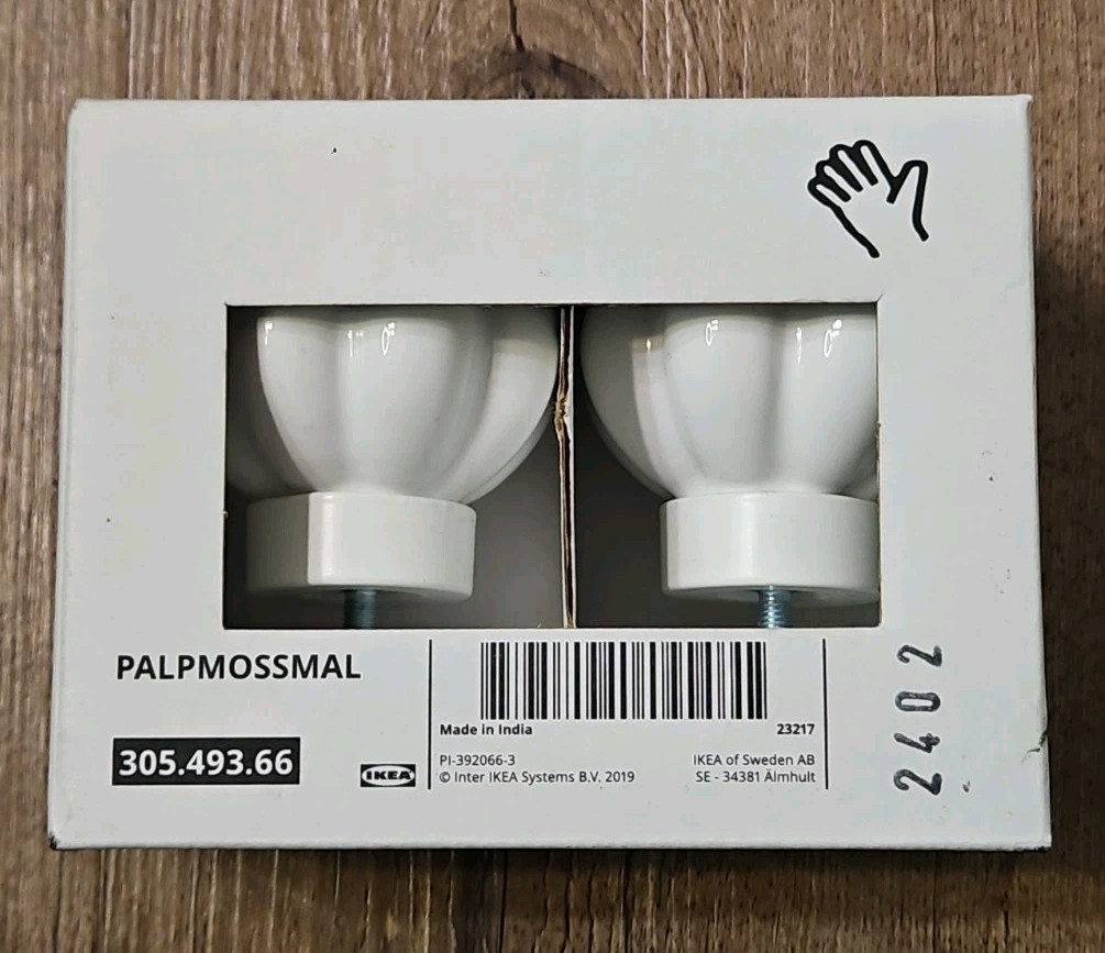 Ikea PALPMOSSMAL 305.493.66 White Finials Curtains Decorative New