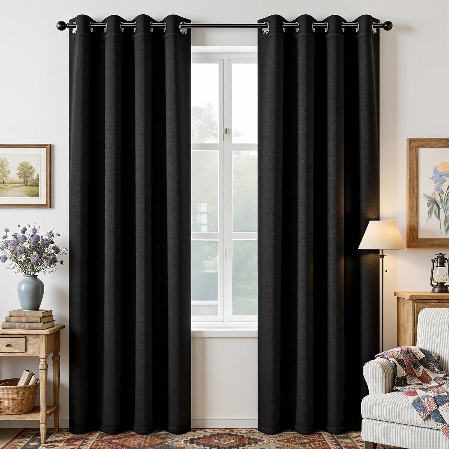 Blackout Curtains for Bedroom 84 Inch – Black Out Curtains with Grommets Thermal