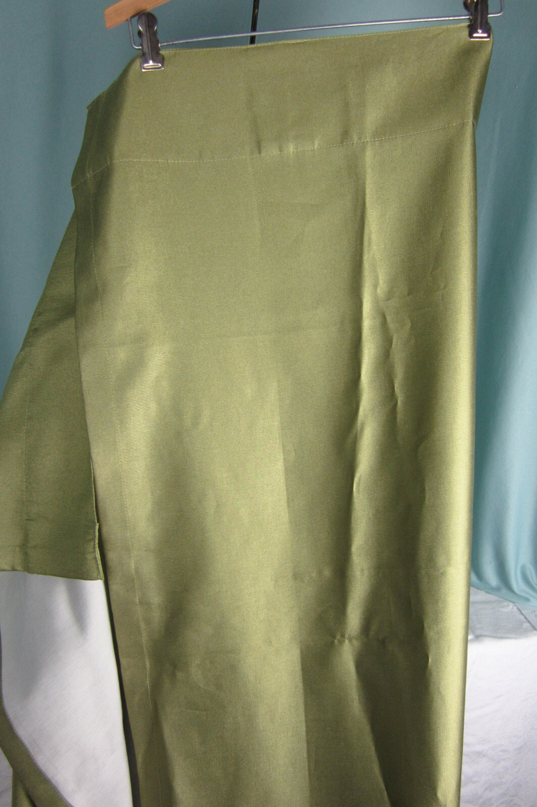 JCP Studio Olive Green Drape 4 in Rod Pocket Top Rayon Polyester 49 ins w by 79