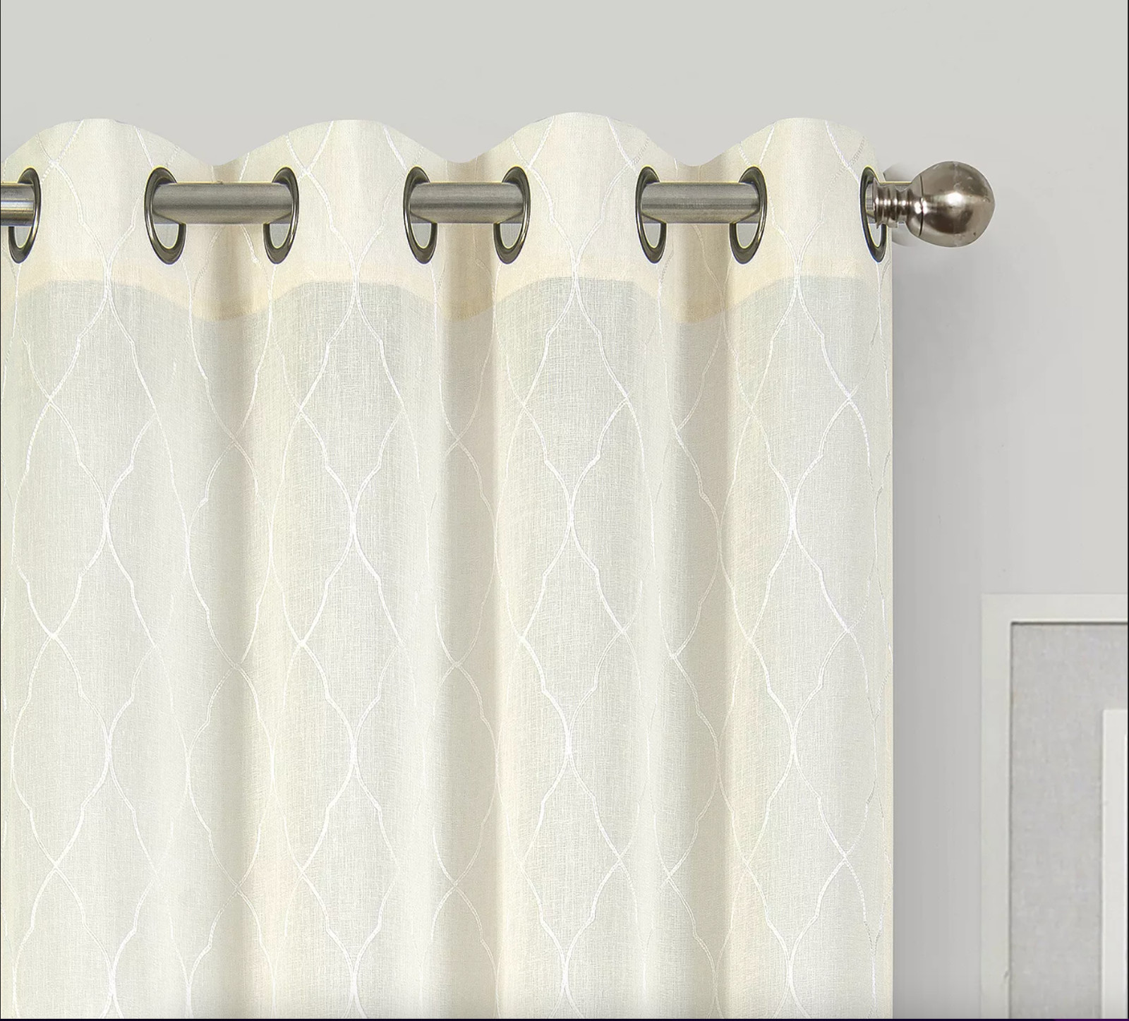 Lot of 4 – JCP Home Bayview Embroidery Grommet Panel 50X84 Ivory Linen NWT