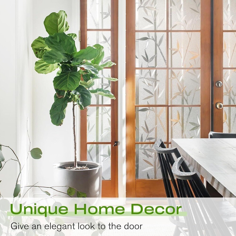 rabbitgoo Frosted Window Film Privacy Static Cling Stained Glass Film Decoration
