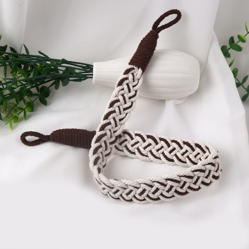 2 Pack Woven Window Curtain Tie Multipurpose Fabric Organizers for Home Decors