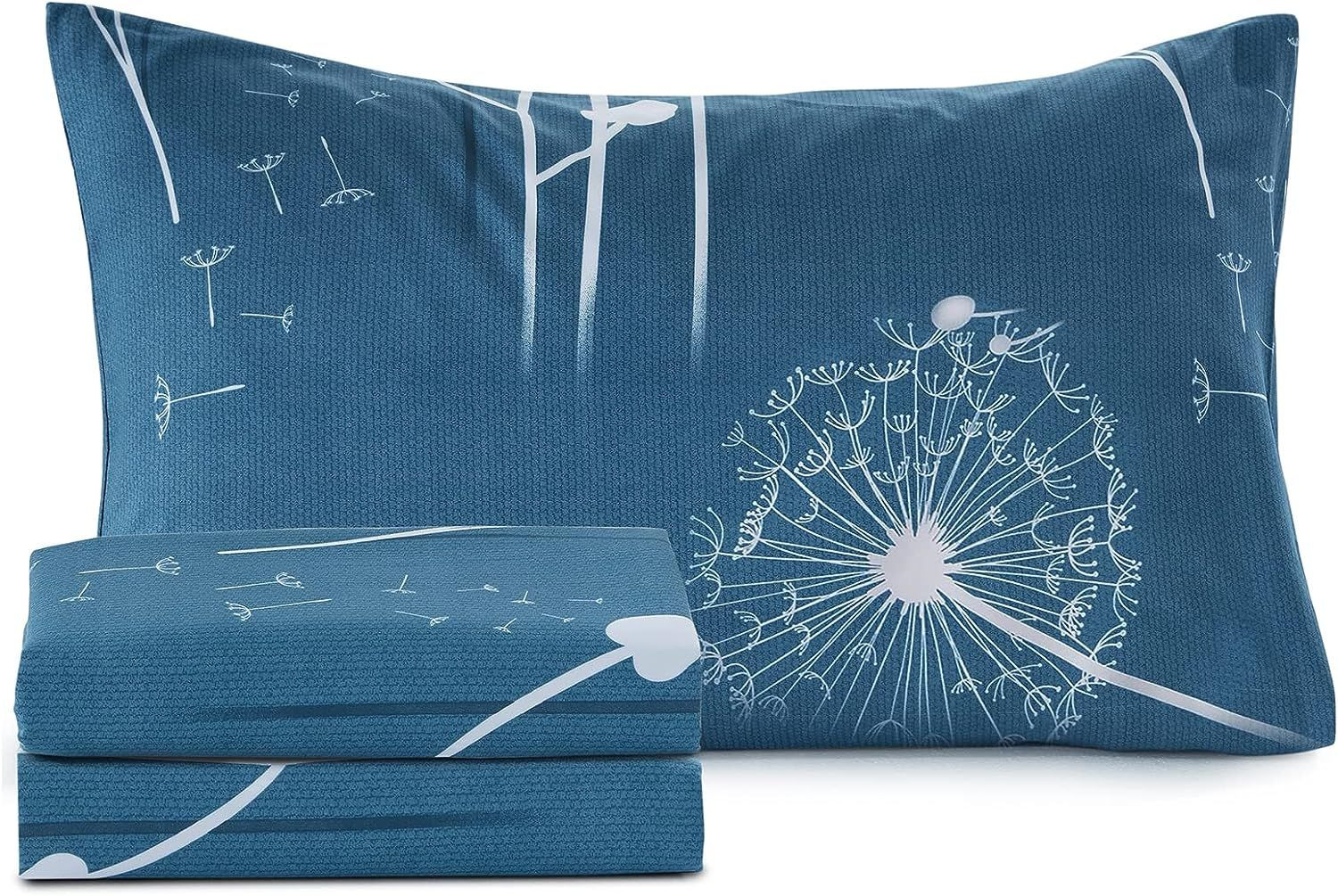 Homiest 3pcs Dandelion Flower Sheets Twin Size Twin, – Teal
