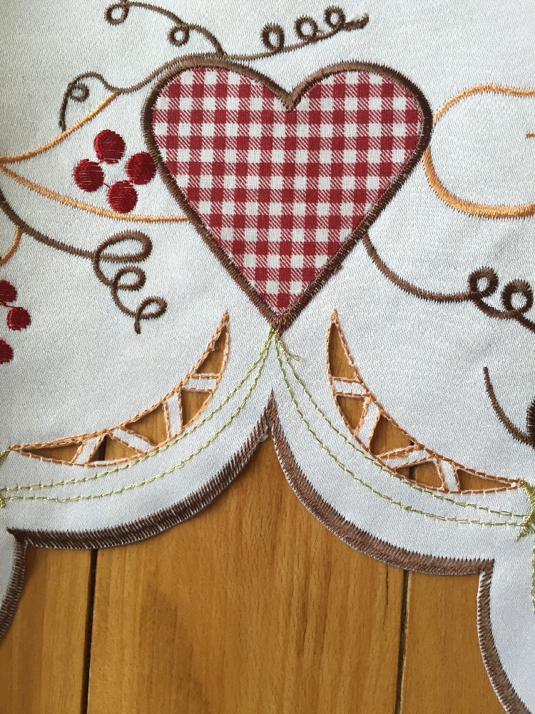 Primitive Gingham Hearts & Stars Valance Checkered Country Embroidered Valance