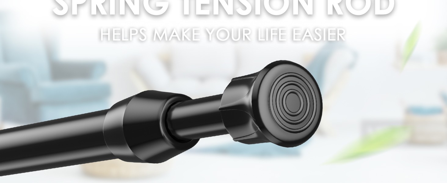Spring Tension Curtain Rods 17-28 Inch White 2 Pack | No-drill & tool-setup.