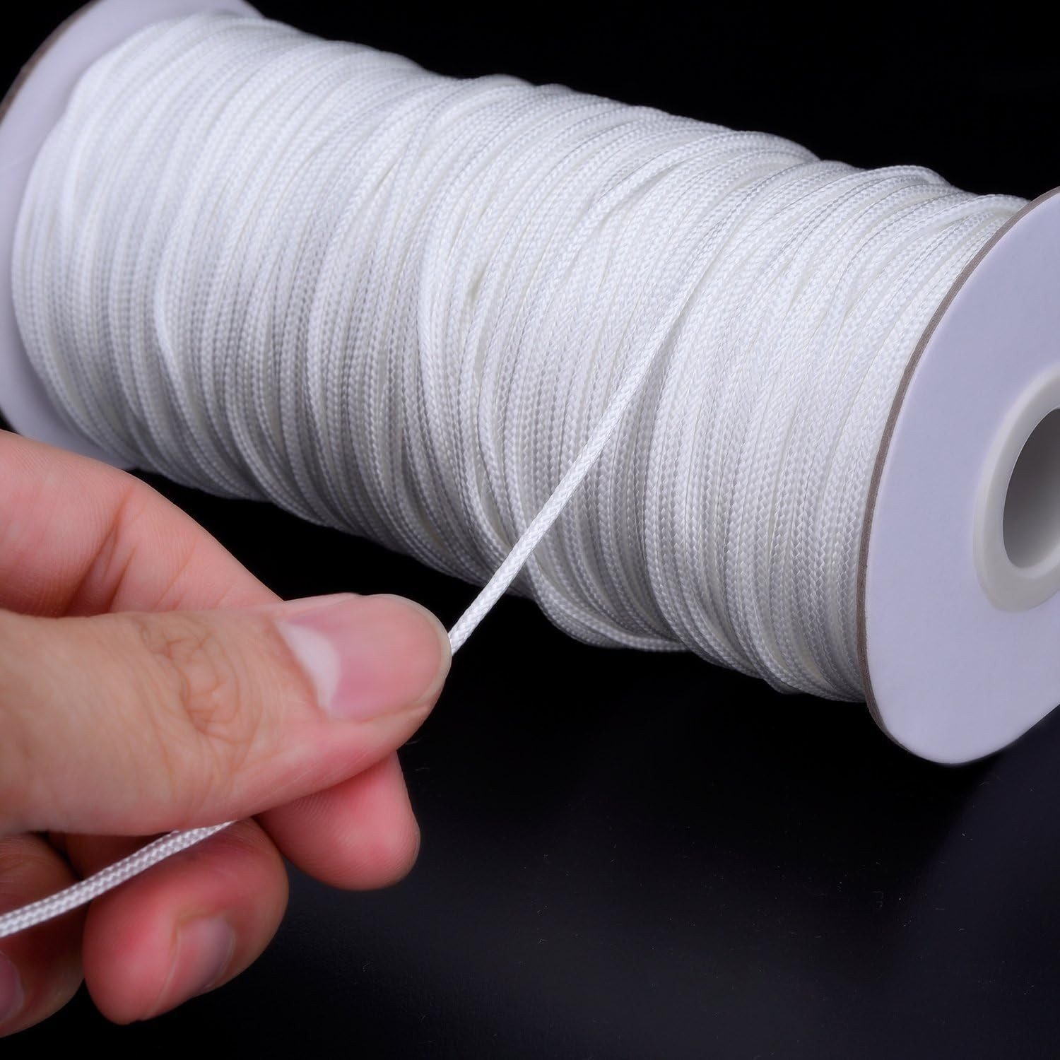 1.8 mm White Braided Lift Shade Cord 55 Yards/roll with 4 Pieces Wood Pendant fo