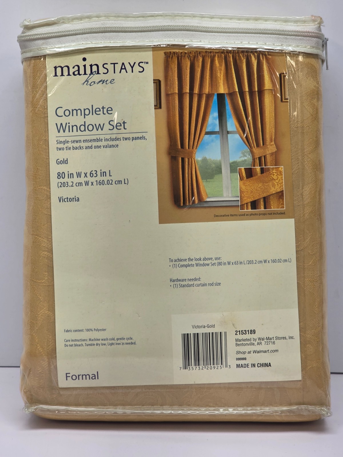 Mainstay Home Complete 5 Pc Window Set Elizabeth Gold 80”W X 63”L