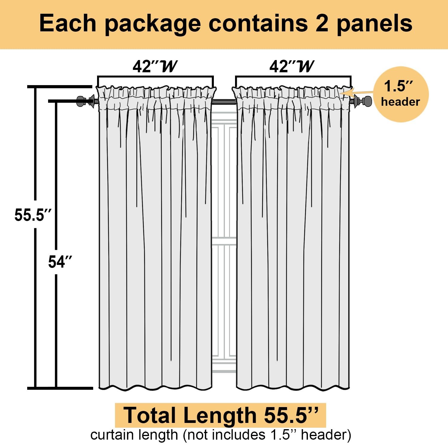 Lecloud Royal Blue Sheer Curtains 54 Inch 42″W x 54″L (Pack of 2),
