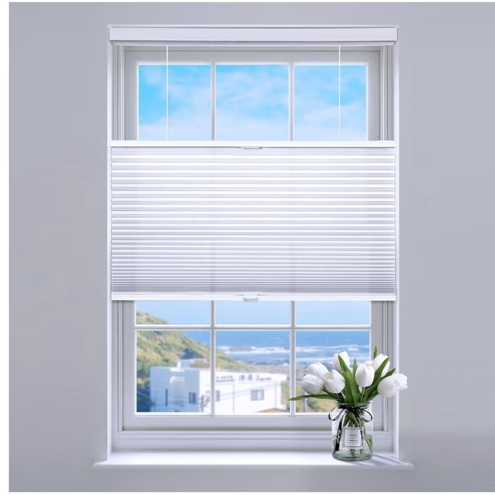 Top Down Bottom Up Cellular Blinds White Honeycomb Shade 35W x 64H Cordless