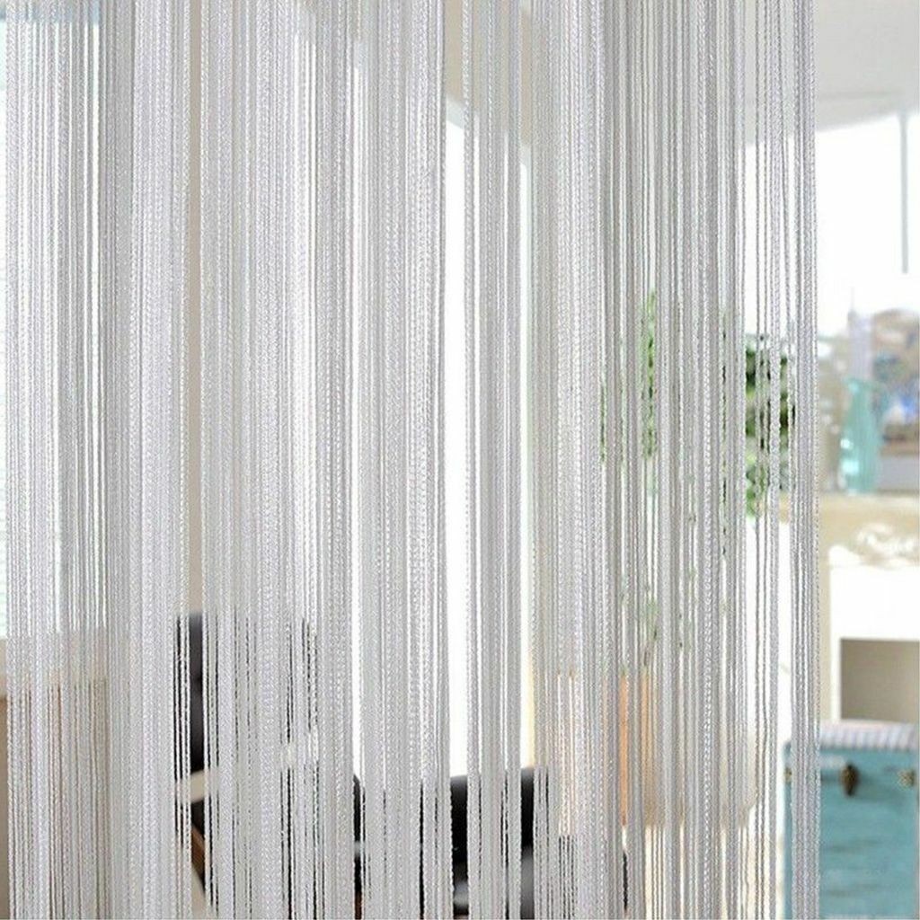 String Door Curtain Silver Ribbon Doorway Room Divider Window Panel Tassel Decor
