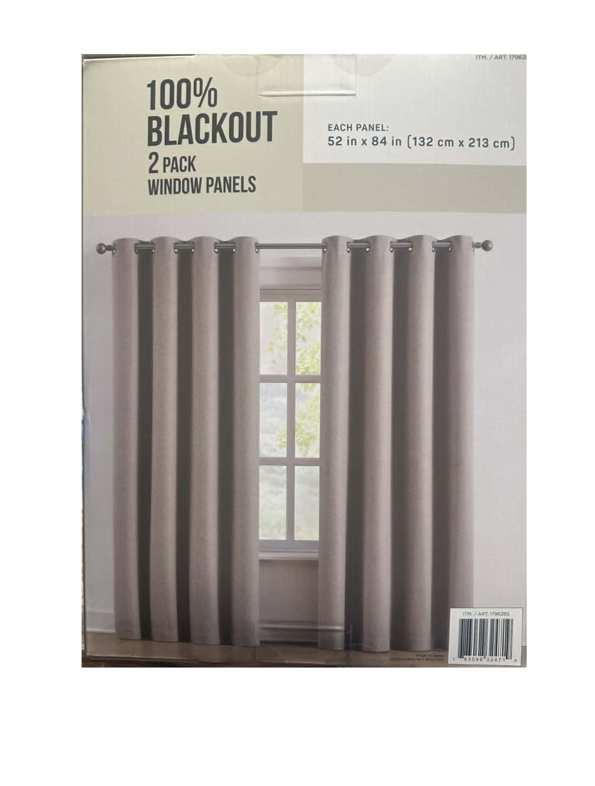Piper 100% Blackout Curtain 2Pk Window Panels 52 in x 84 In Beige Magnetic Close