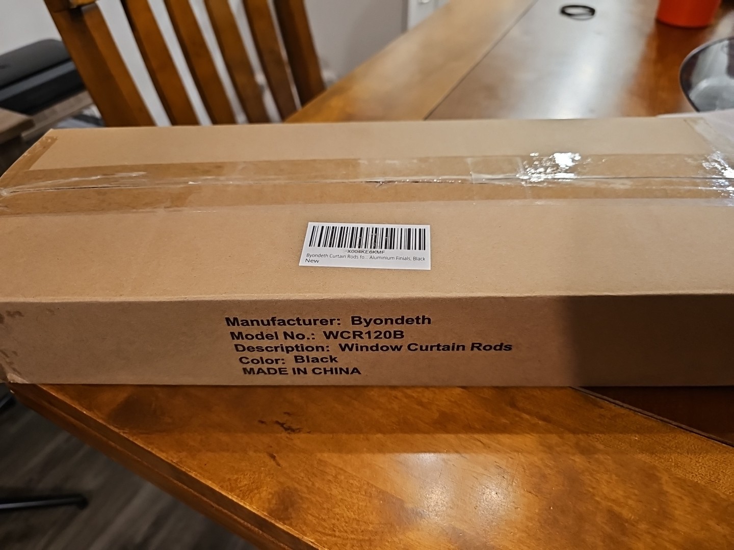 BYONDETH BLACK CURTAIN ROD 16″ – 120″. NEW IN PACKAGE. MODEL #WCR120B