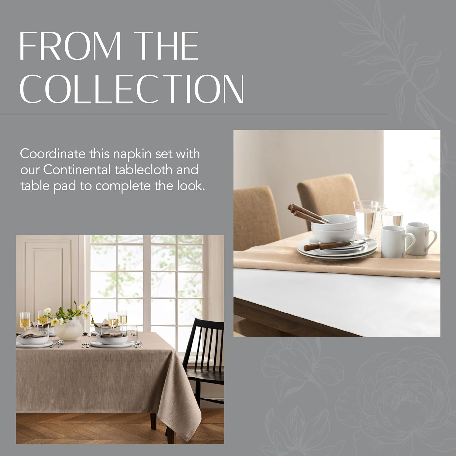 Home Fashions Continental Solid Texture Water and Stain Resistant Fabric Dining