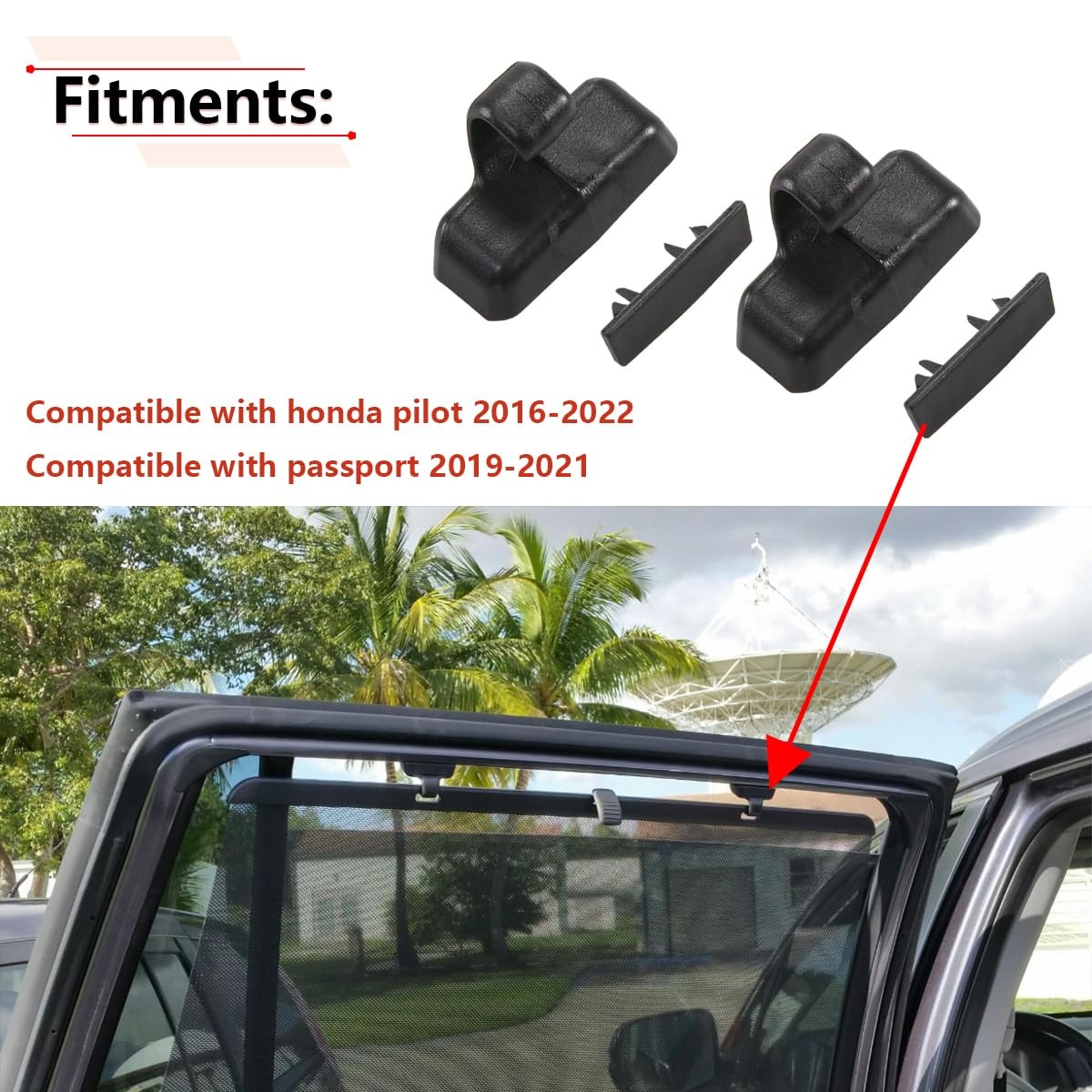 Window Sun Shade Hook Clip for Honda Pilot 2pcs