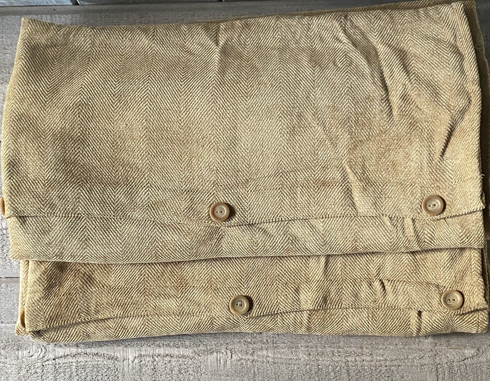 Croscill Button Curtain Panels Gold Chevron Chenille 40”x 84″ Set Of 2