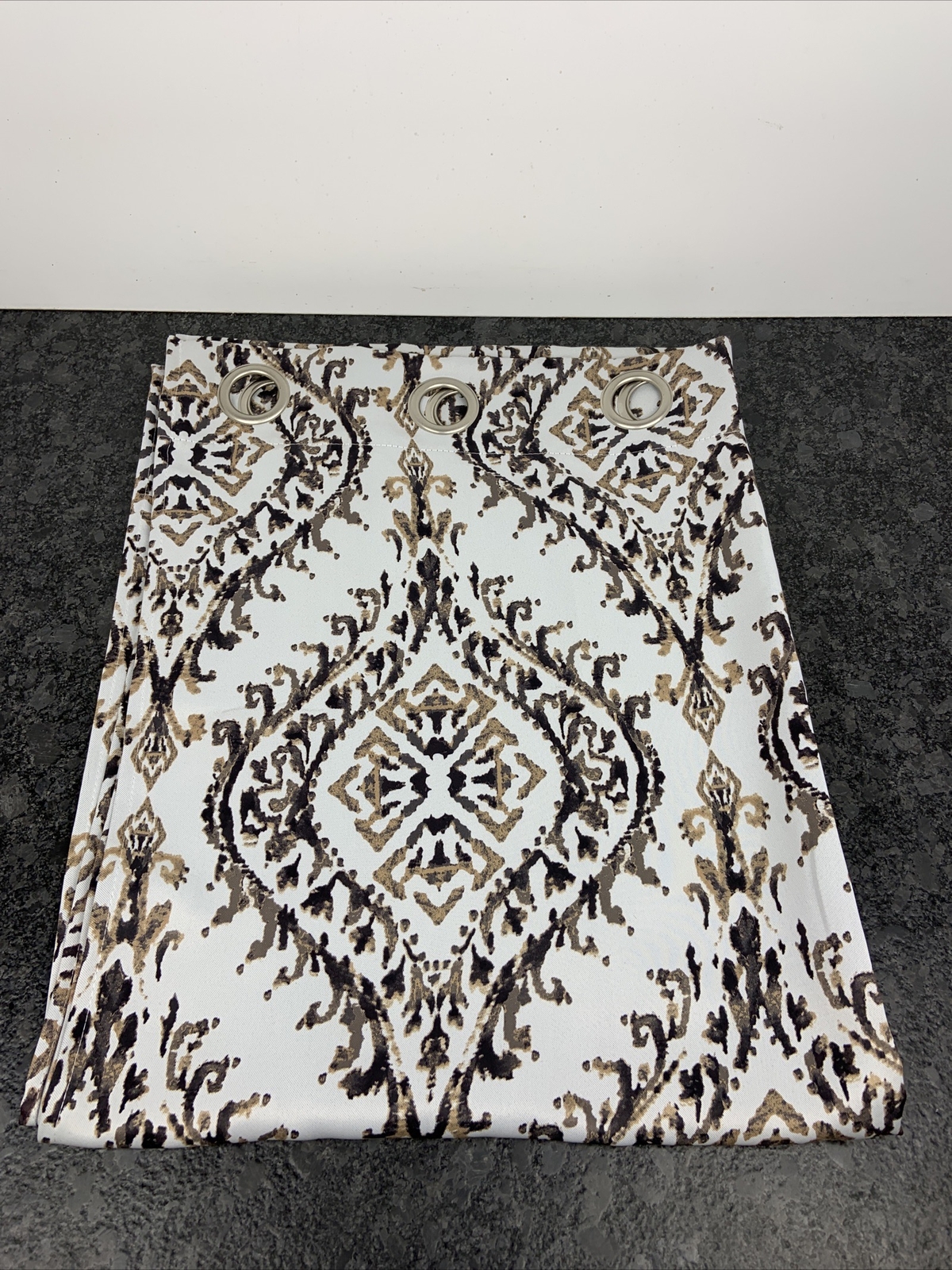 Chandelier Diamond Style Grommet Curtain Panel(s) 37″ W X 96″L Beige Brown MINT