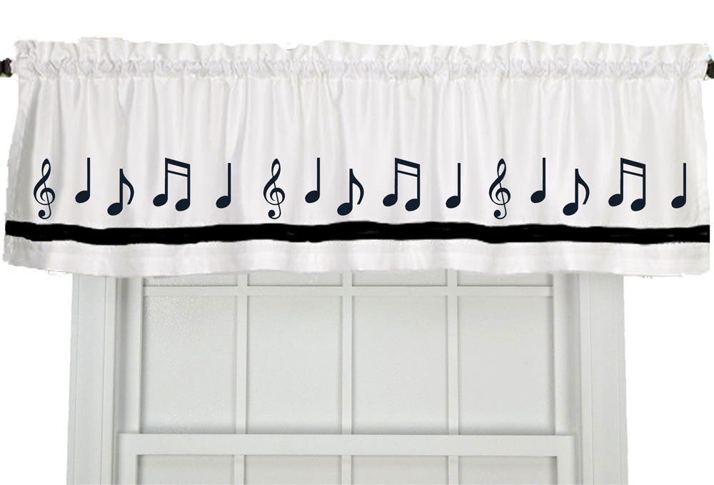 Musical Notes Music Score Window Valance Curtain in Your Choice of Colors