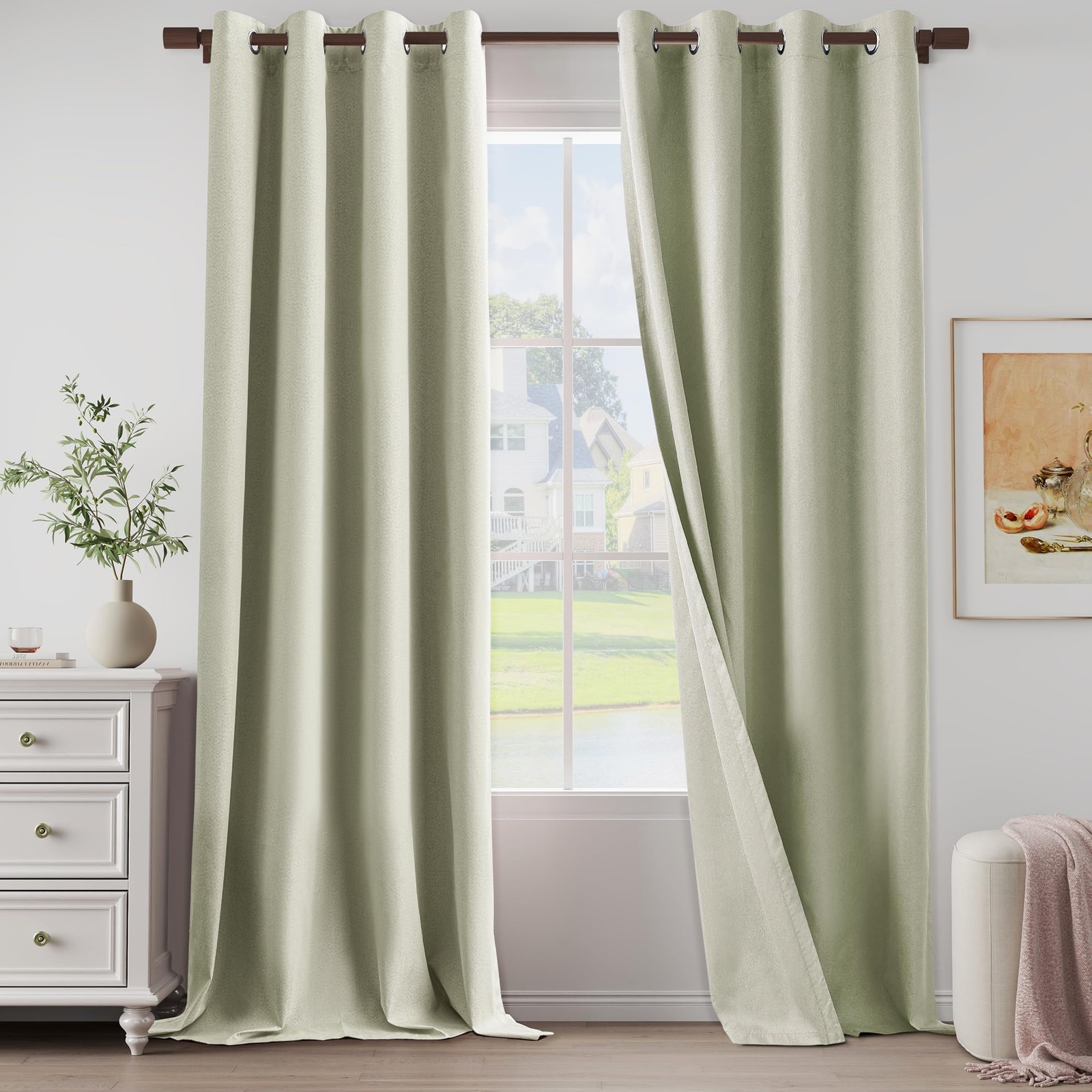 Oyring Extra Lenght 100 Blackout Curtains 120 Inch Length 2 Panels Set For
