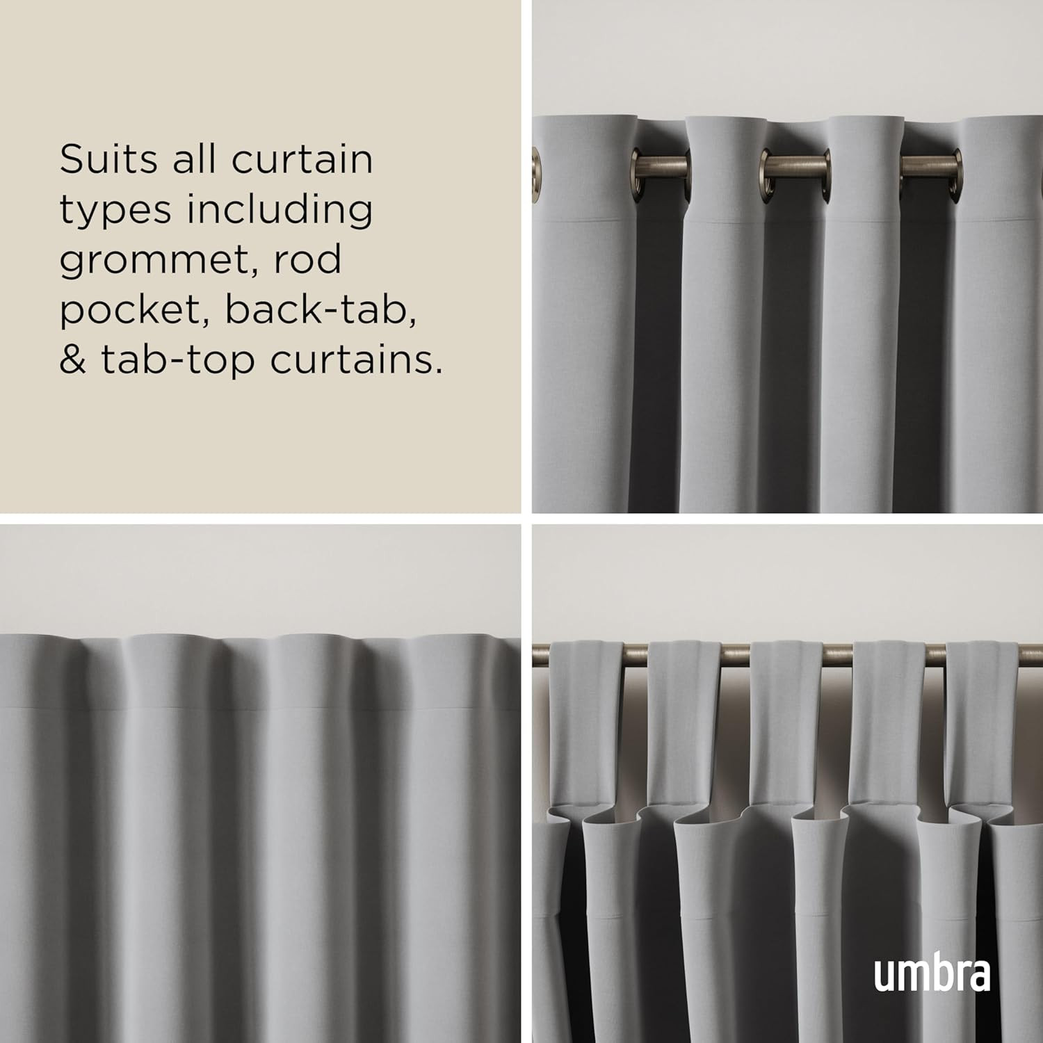 Twilight Wrap Around Double Curtain Rod Set, 66-144 Inches, Nickel Finish