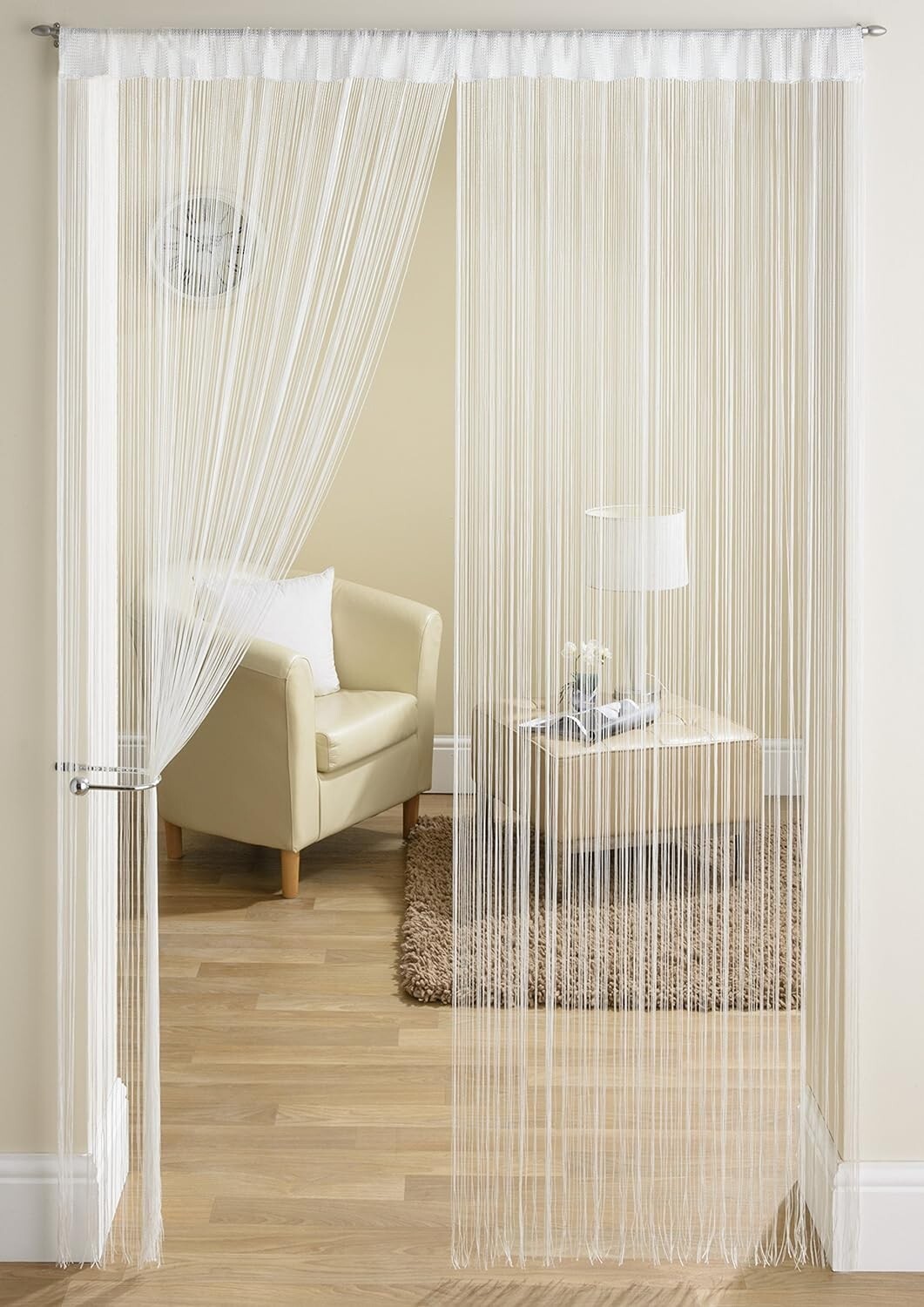 2 Piece Beautiful Polyester Door Threads String Curtain 7ft White