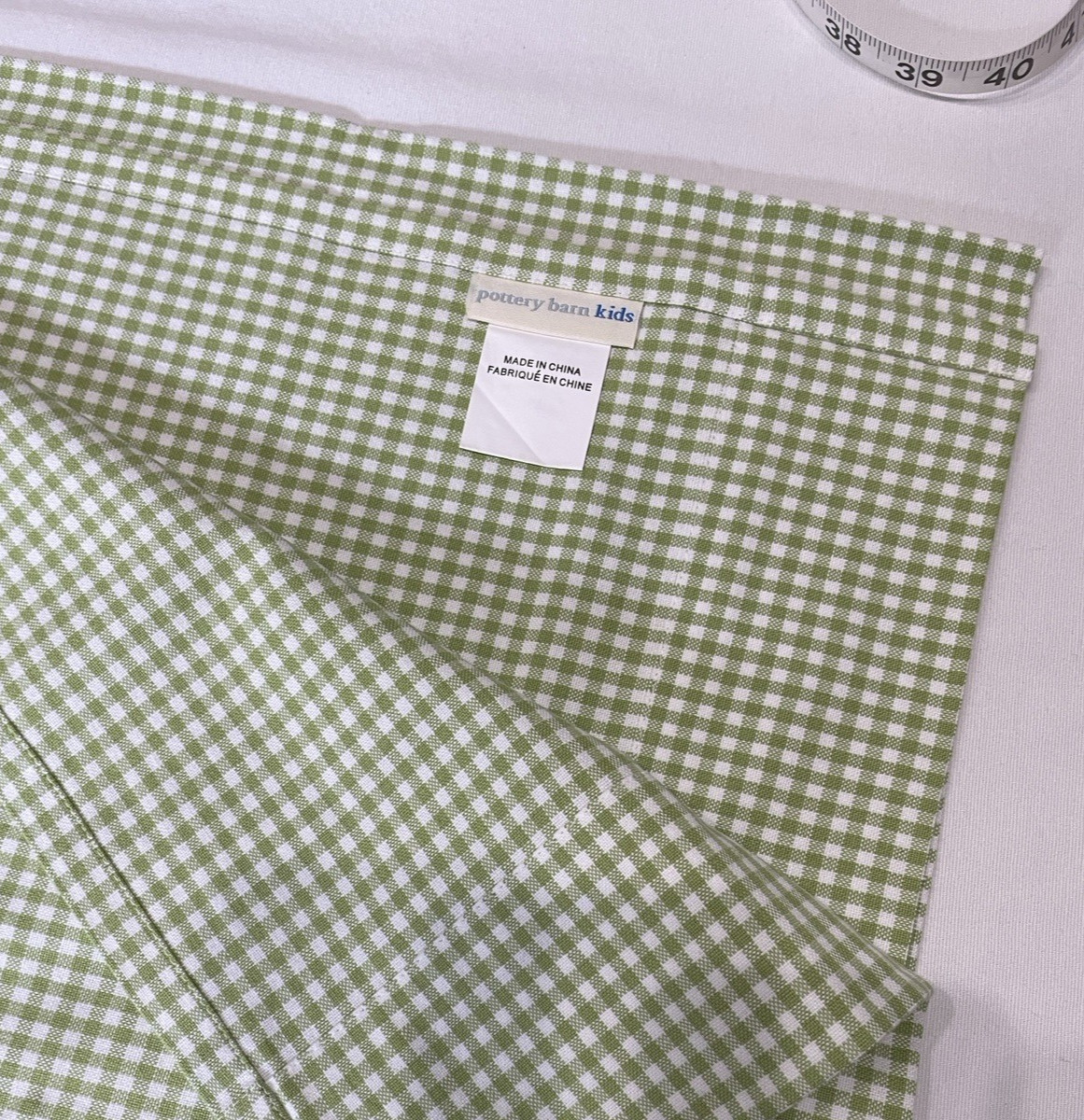 New Pottery Barn Kids Green & White Cotton Curtains 44×63″ Pair Open Package