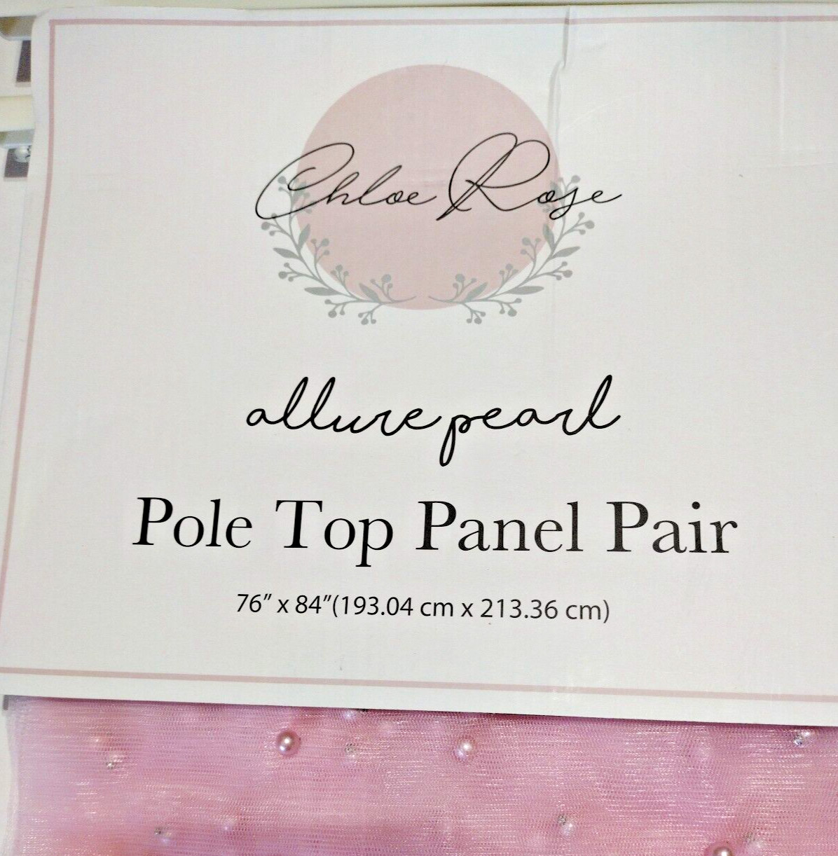 CHLOE Roye. allure pearl Sheer panel pair with beads, Curtain Drape NIP, PINK,