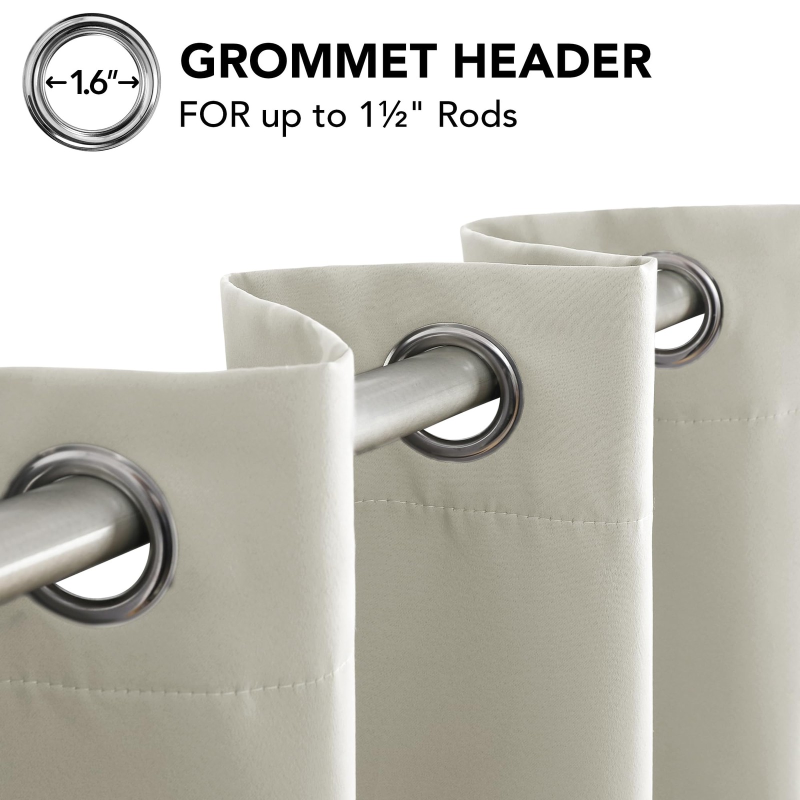 Deconovo Blackout Curtain Panel Solid Grommet Top 1 Panel Light Beige 52W x 84L