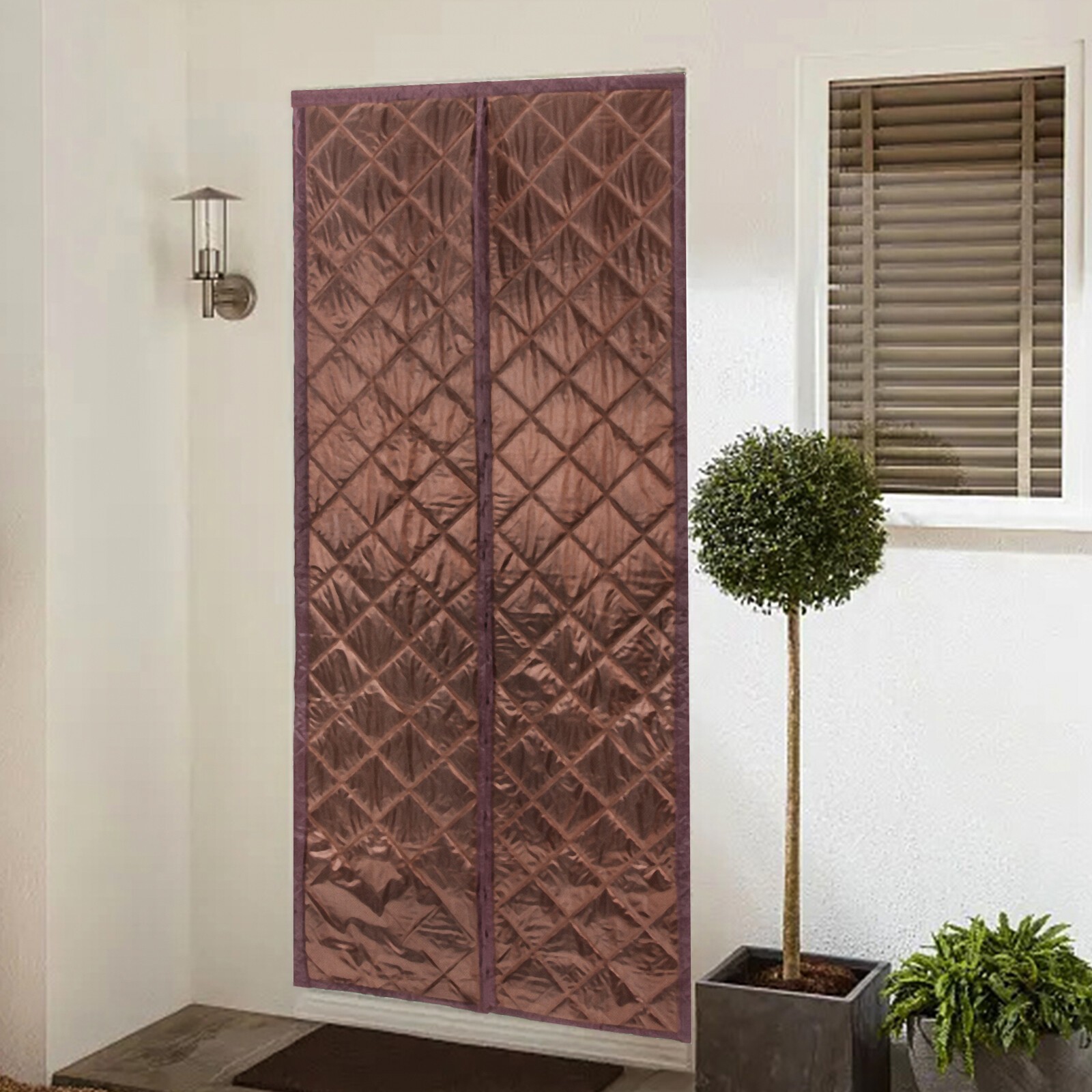 WaterproofMagnetic Thermal Insulated Door Curtain Center Opening Doorway Curtain
