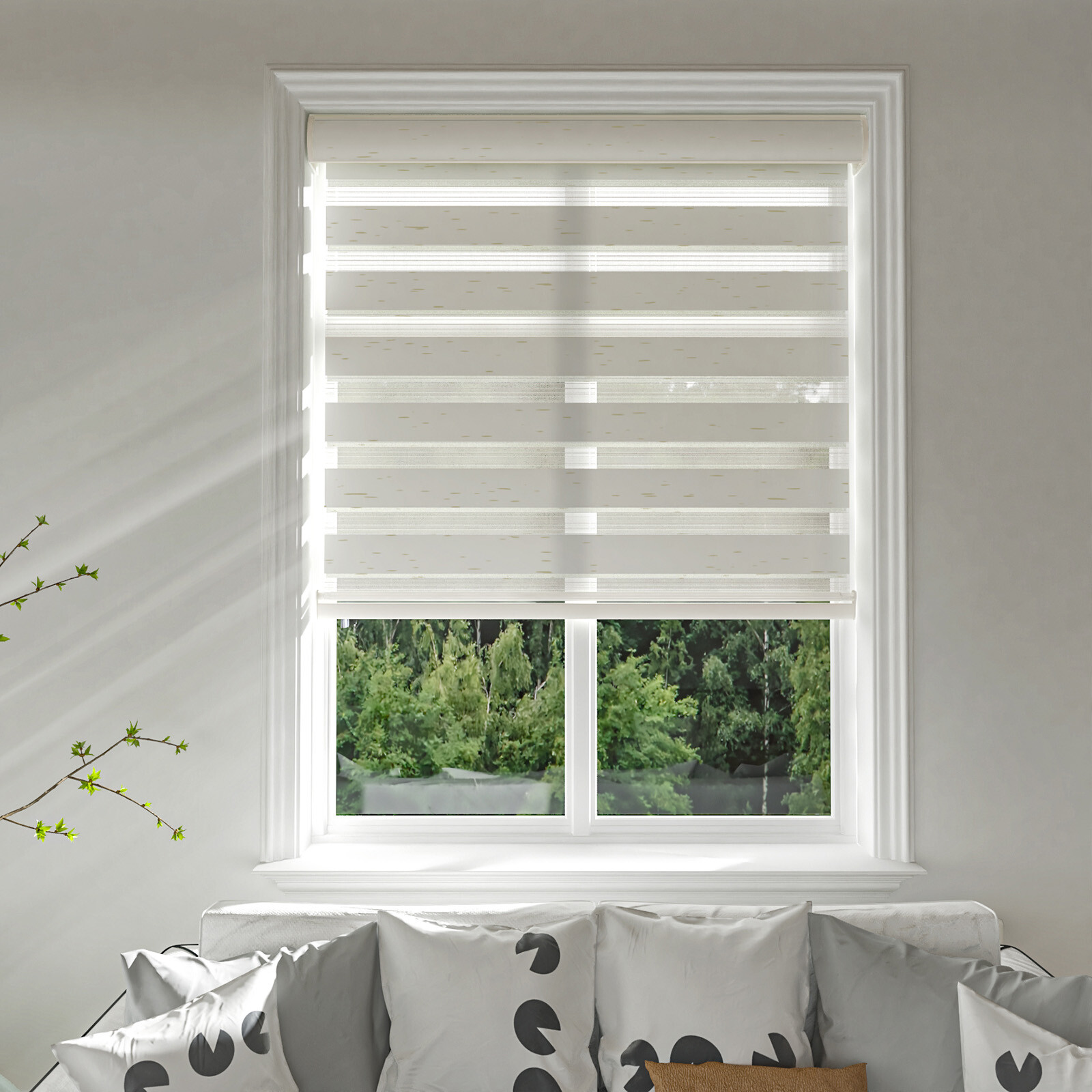 85% Blackout Window Shade Dual Zebra Roller Blinds Curtains,Easy To Install