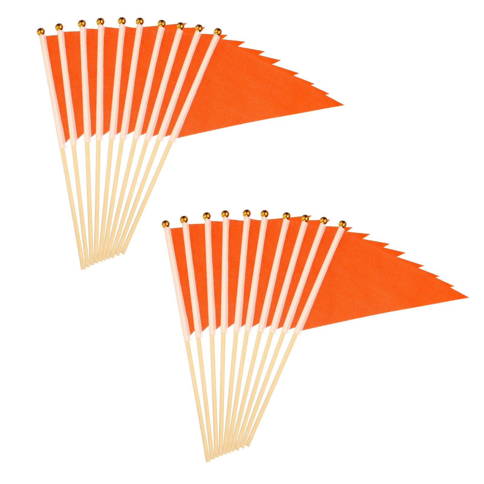 20Pcs 8×3 Inch Wooden Pole Mini Pennant Flags for DIY Graffiti, Orange
