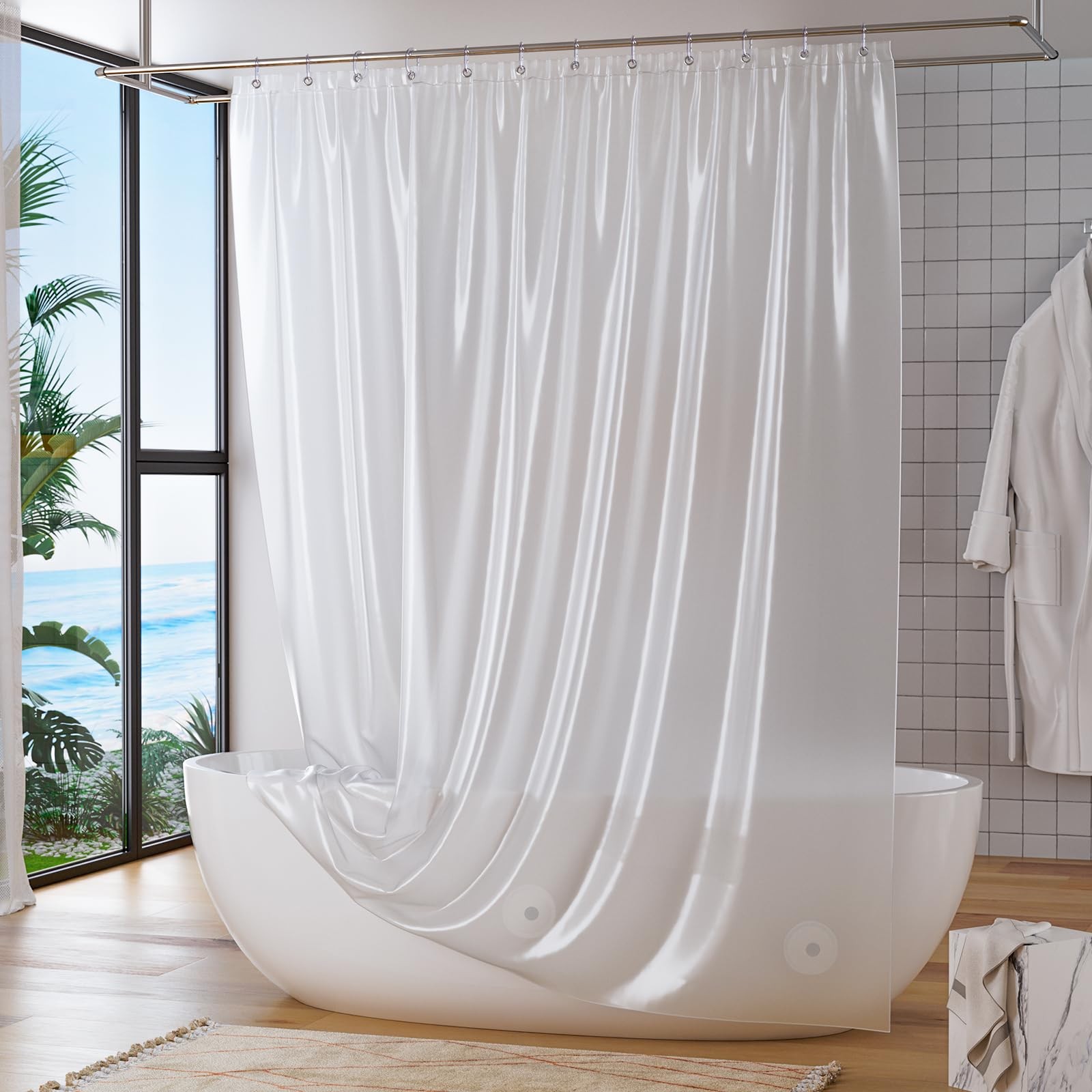 Titanker Plastic Shower Curtain Liner 72 x 72″W x 72″L (Pack of 1), Frosted