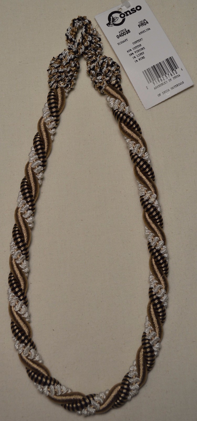 Curtain & Chair Tie Back ~20″spread rope – ~1/2″ wide – 3 colors to choose from!