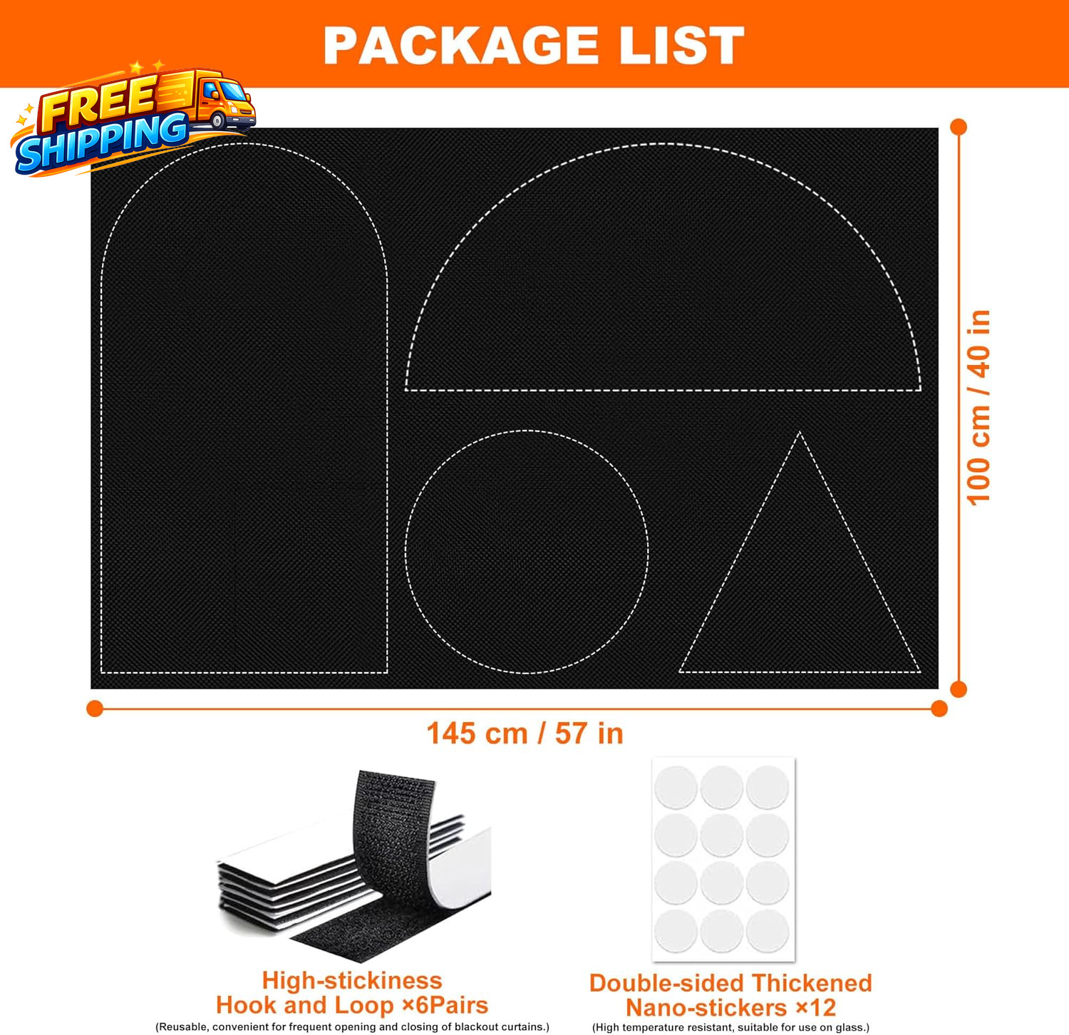 100% Black Out Window Cover Portable Blackout Shades Adhesive Thermal