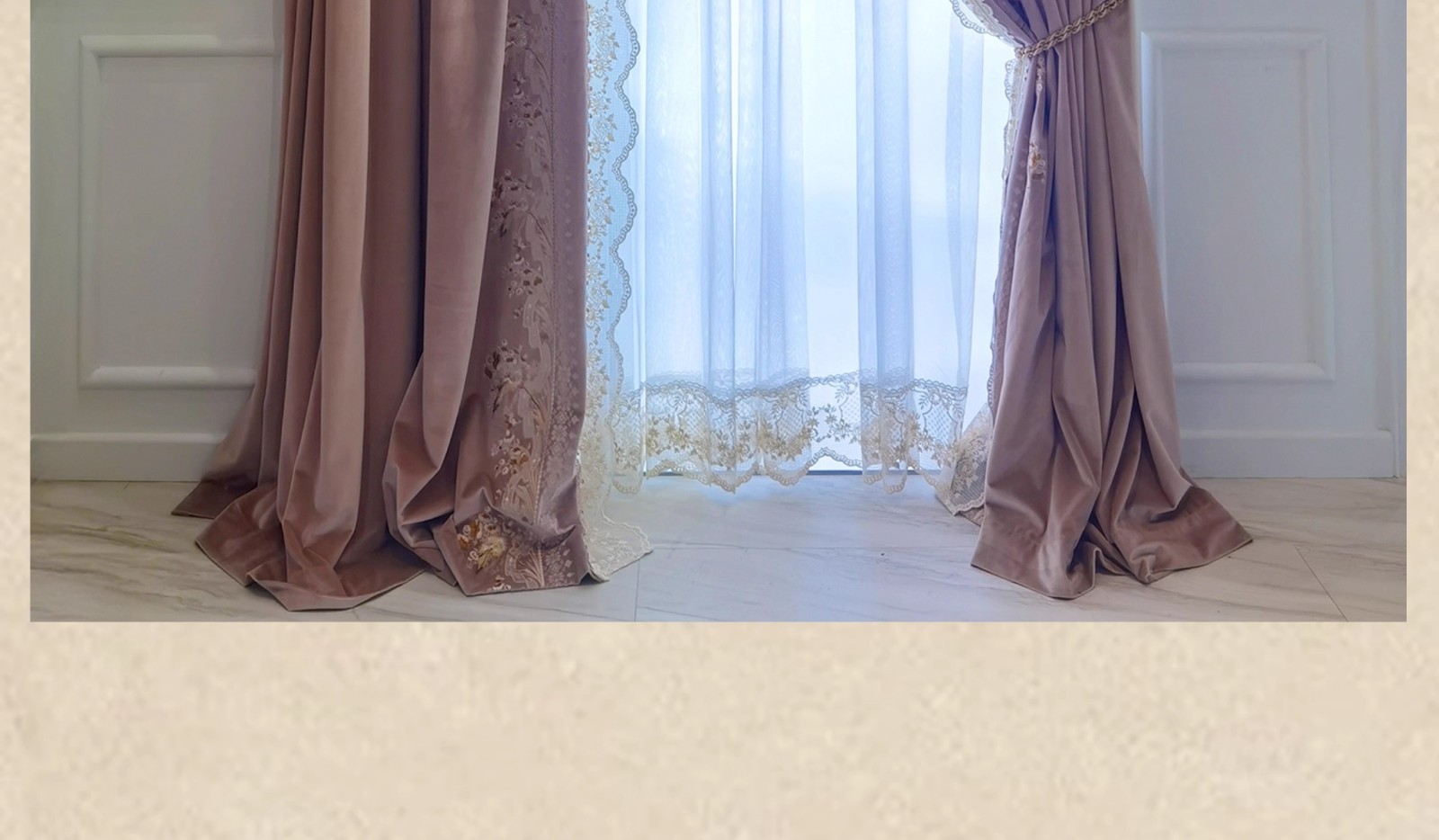 luxury European Embroidery valance pink lace bedroom Velvet curtain tulle M1776
