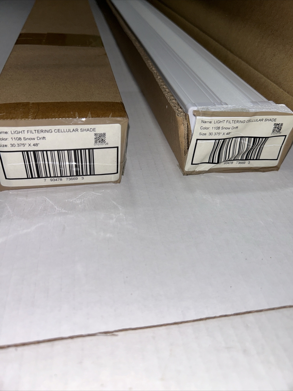 2) Cordless Light Filtering Cellular Shades 30.375” x 48” Snow Drift *2-Pack*