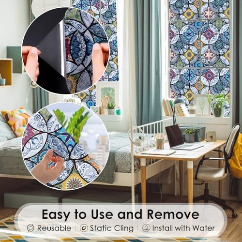 Frosted Window Film with Installation Tools 35.4″ x 78.7″ (with tools) Blue