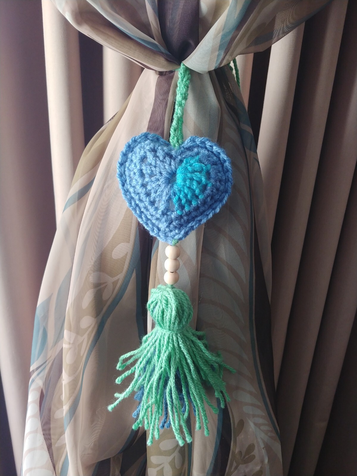 Bohemiam Blue And Green Curtain Tie Back Tassel Rearview Mirror