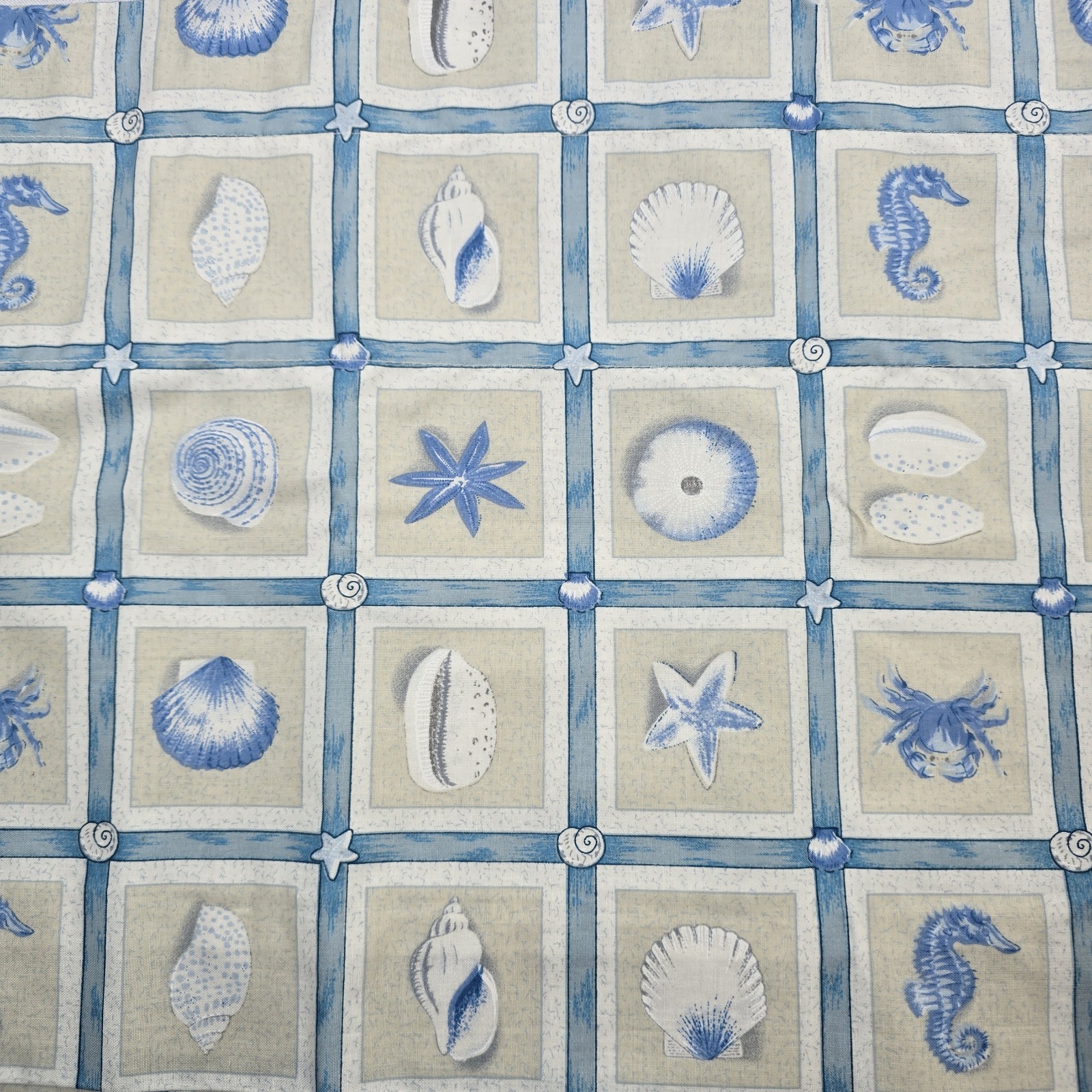 Balloon Valance Curtains Seashell Blue Tan Beach House Decor 72″ x 15″