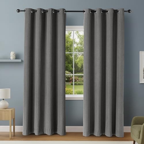 AMAZON BASICS 100% BLACKOUT CURTAINS GROMMETS 52 X 96 INCHES 2 PANELS – BLACK