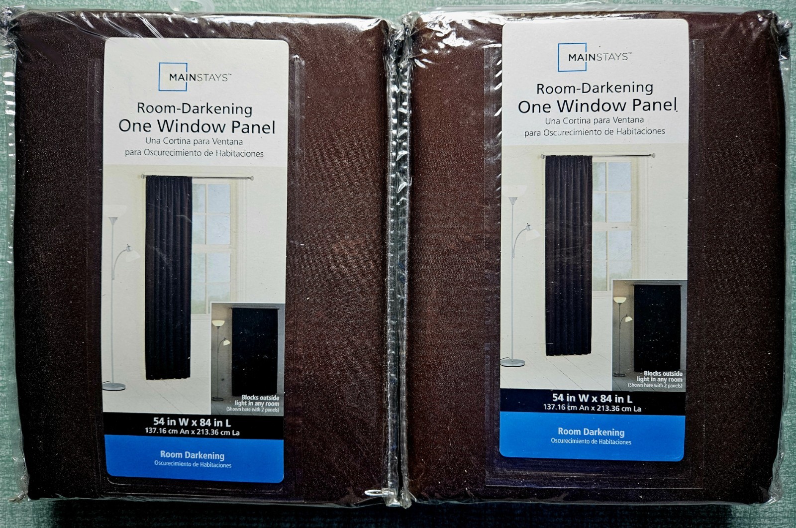 NWT Set of 2 Mainstays 54”x84” Room Darkening Window Panels Warm Chocolate