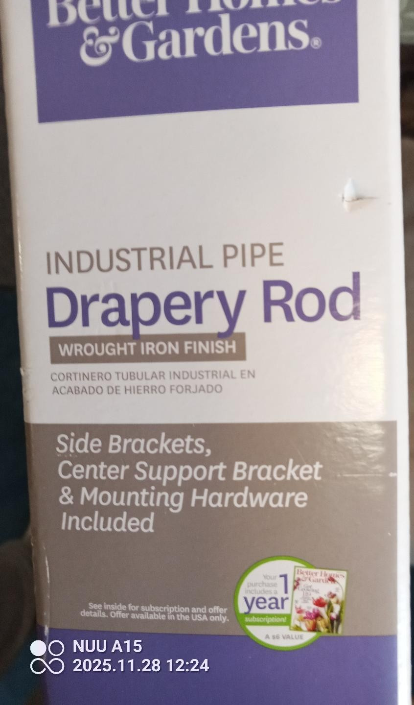 Better Home and Garden 1″ Industrial Pipe Single Curtain Rod 42-120 NIP Complete
