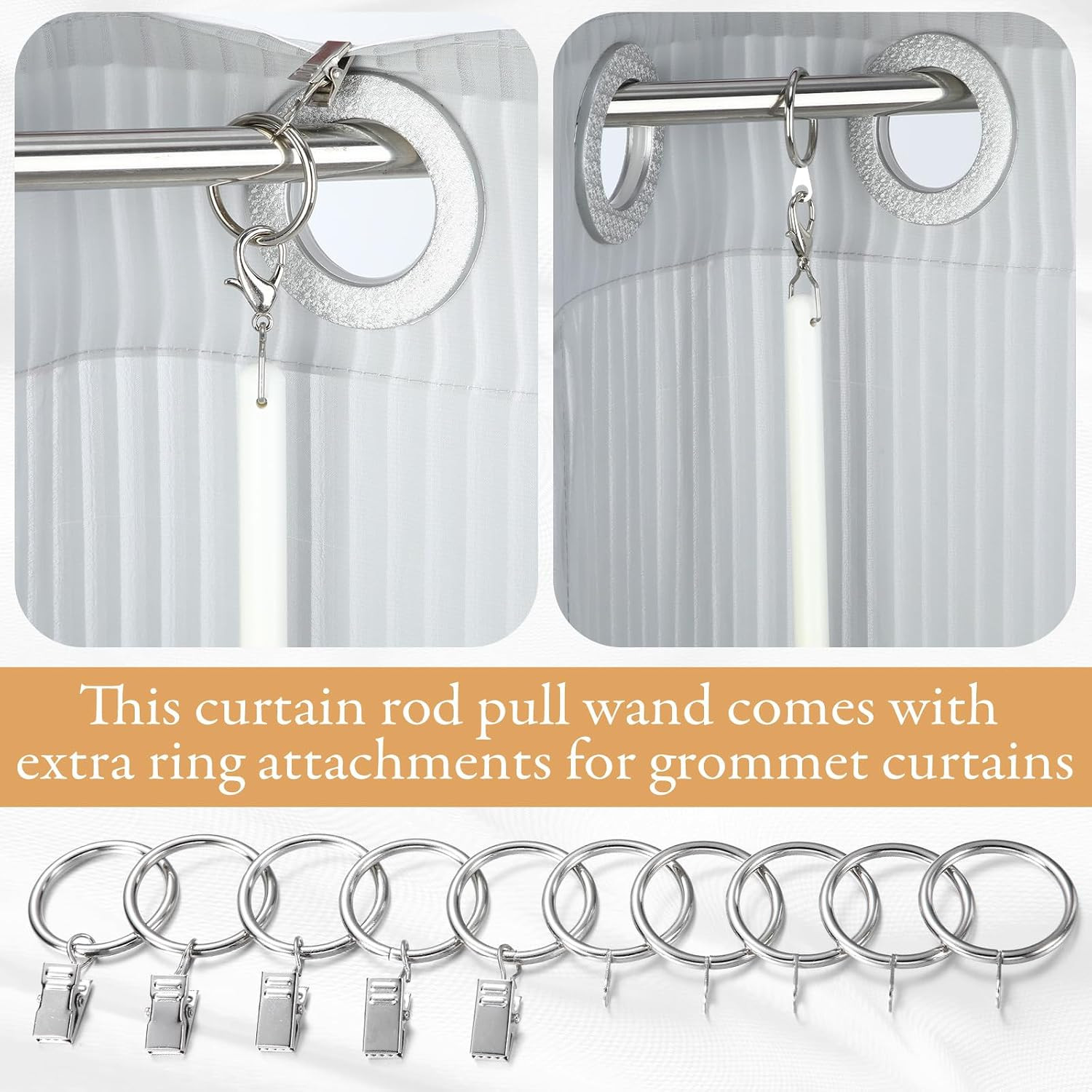 10 Pack 36 Inch Acrylic Curtain Pull Wands Drapery Pull Rod White Versatile Fibe