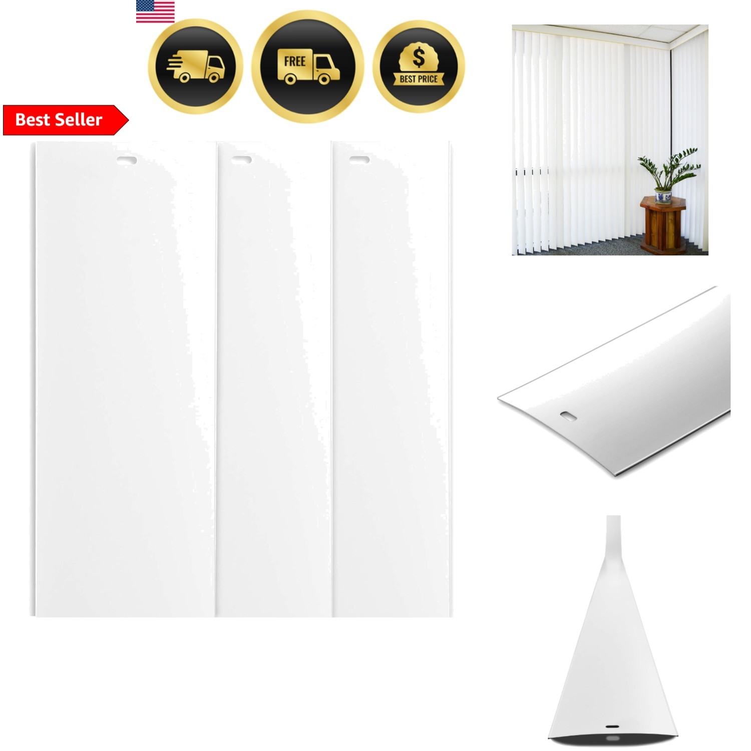 White Vertical Blinds Slats Replacement for Sliding Doors 82.5 Inch 3 Pack