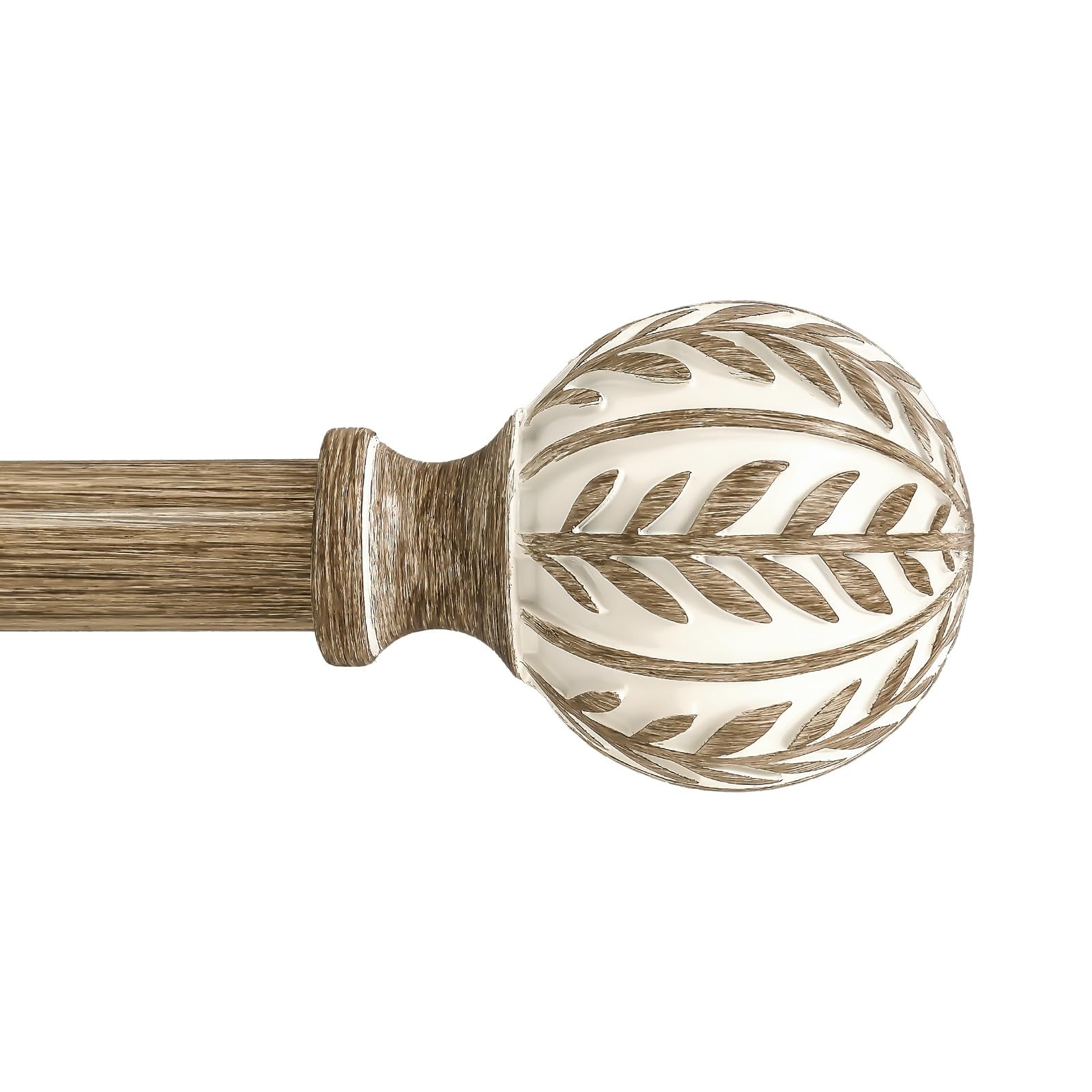 Boho Wood Curtain Rods for Windows 48 to 84 inch,1″ Adjustable Heavy Duty Win…